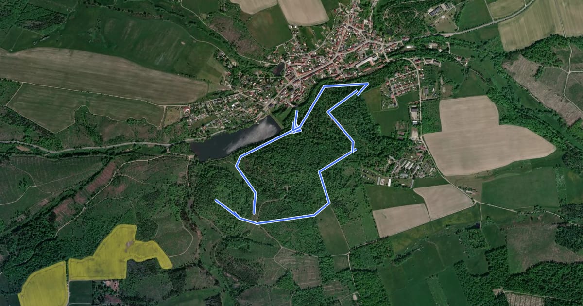 Маршрут Rundwanderweg 12 Güntersberge (Naturlehrpfad) на спутниковом снимке