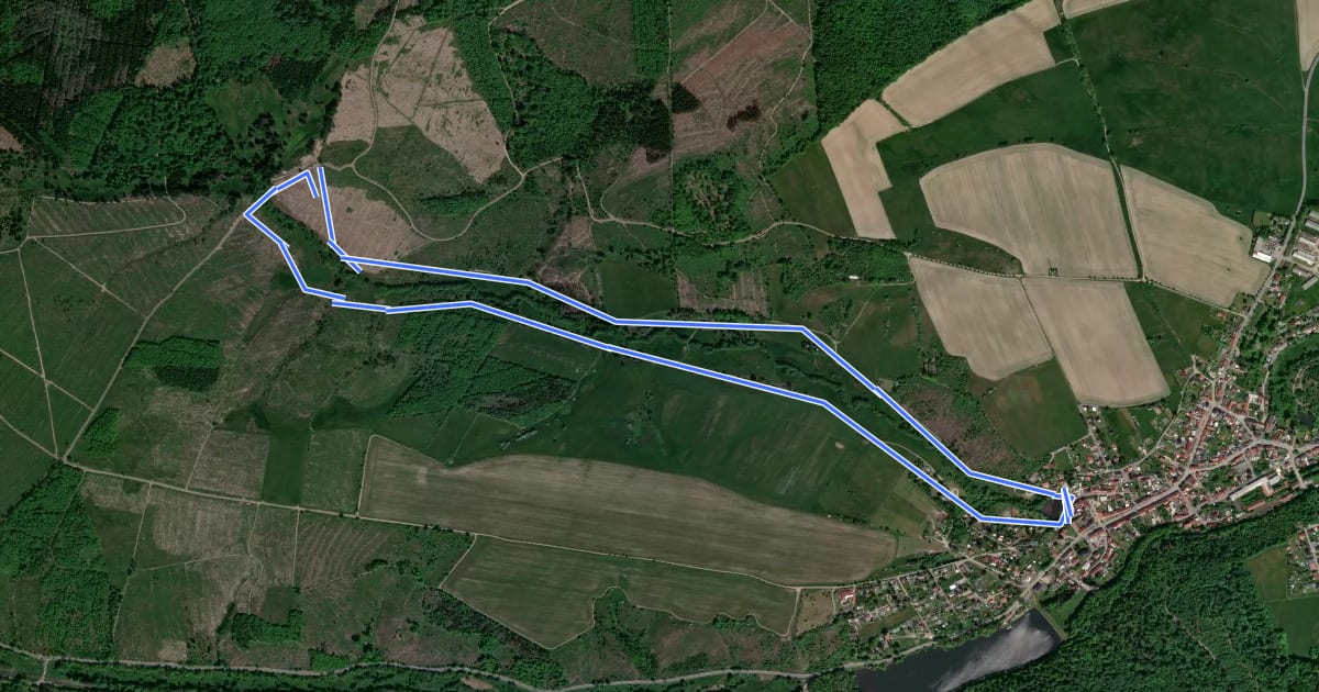 Маршрут Rundwanderweg 2 Güntersberge (Limbachtalrundweg) на спутниковом снимке