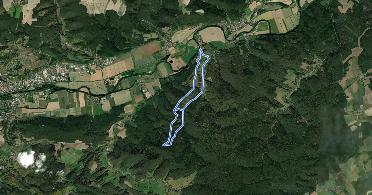 Маршрут Rundwanderweg 2 (Gelber Balken) на спутниковом снимке