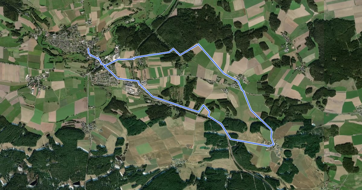 Маршрут Rundwanderweg 2 Röslau на спутниковом снимке