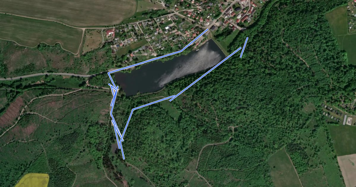 Маршрут Rundwanderweg 5 Güntersberge (Rund um den Bergsee) на спутниковом снимке