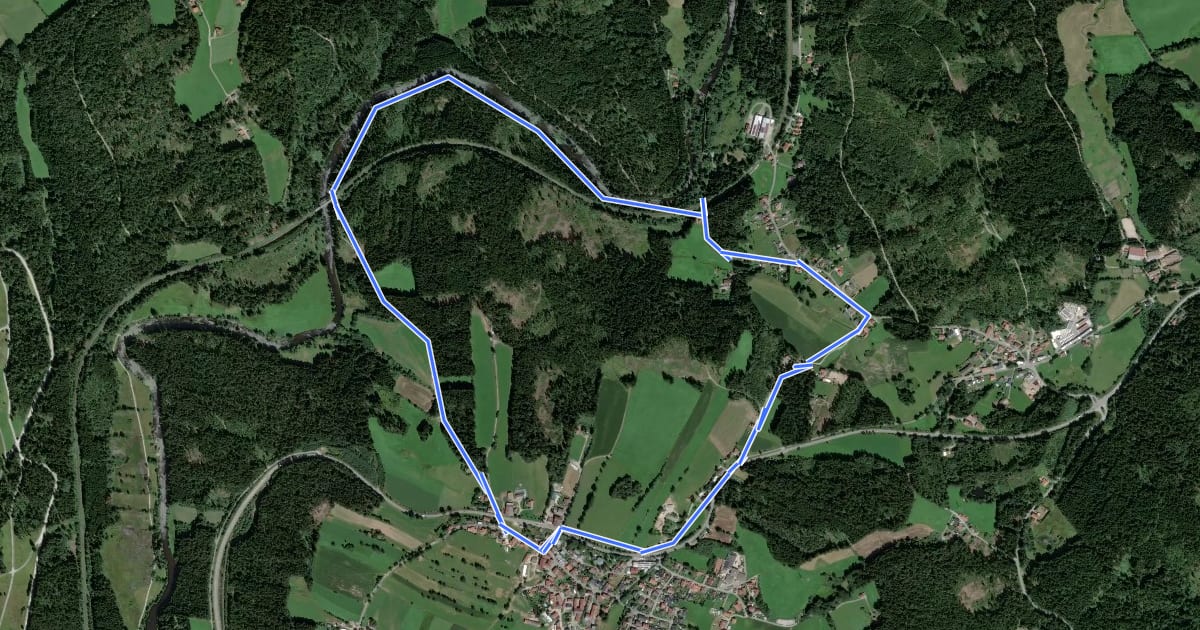 Маршрут Rundwanderweg 7 (Regen) на спутниковом снимке