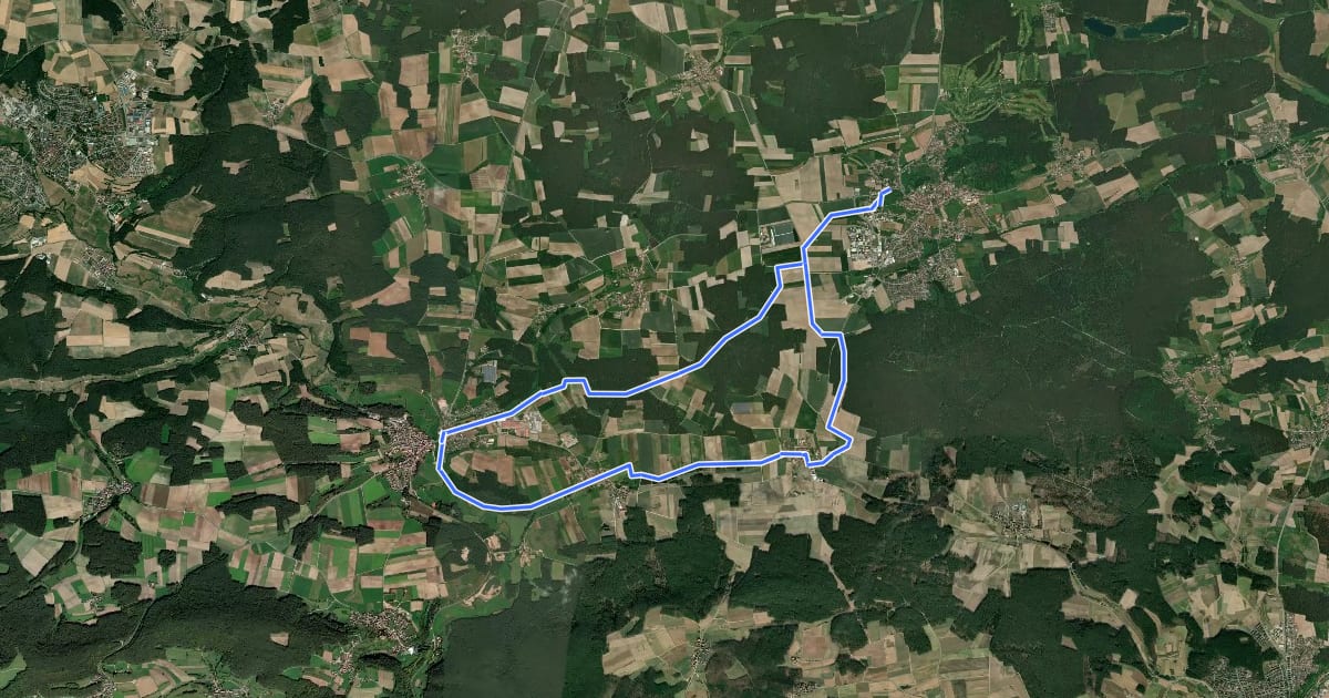 Маршрут Rundwanderweg 8 Abenberg на спутниковом снимке