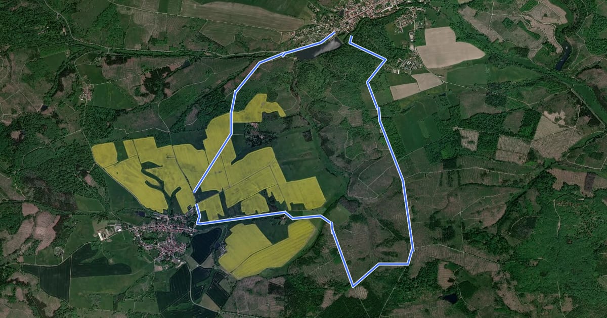 Маршрут Rundwanderweg 9 Güntersberge на спутниковом снимке
