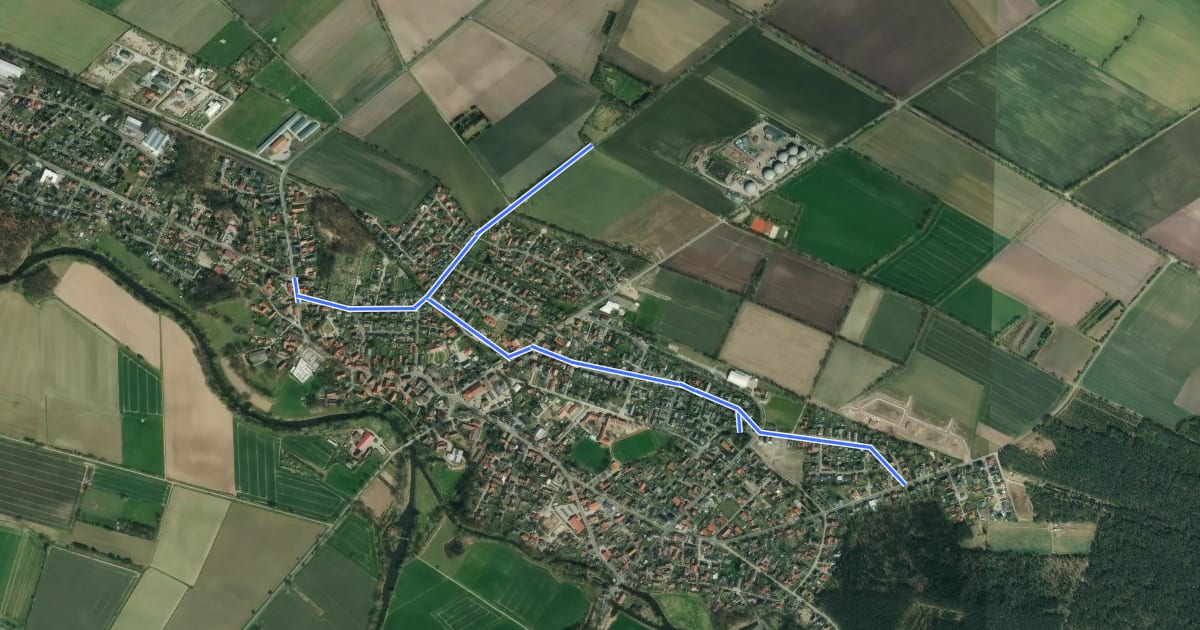 Маршрут Rundwanderweg Aller-Oker-Aue 8 на спутниковом снимке