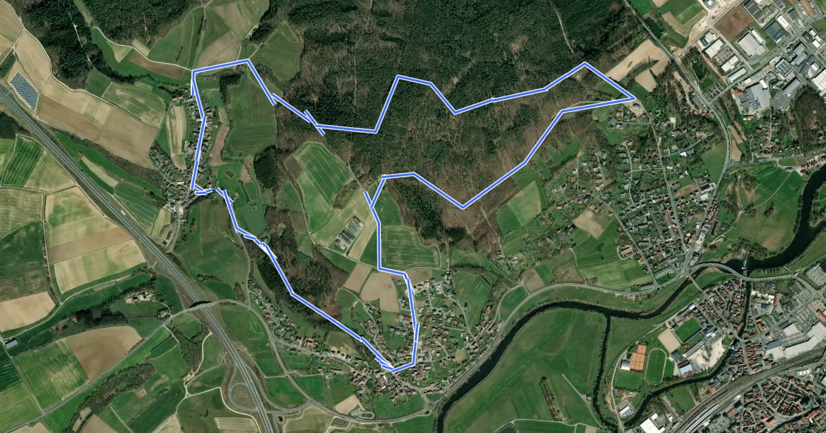 Маршрут Rundwanderweg Aussichtsturm-Köstner Gründla на спутниковом снимке