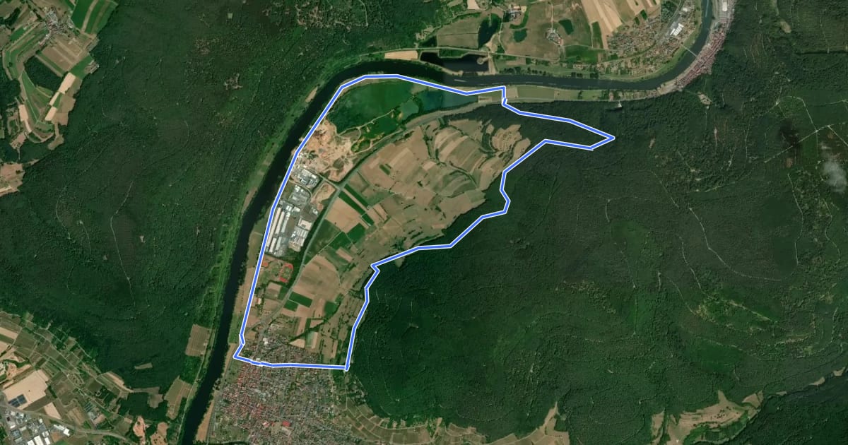 Маршрут Rundwanderweg Bürgstadt Stutz 2: Maintal-Weg на спутниковом снимке