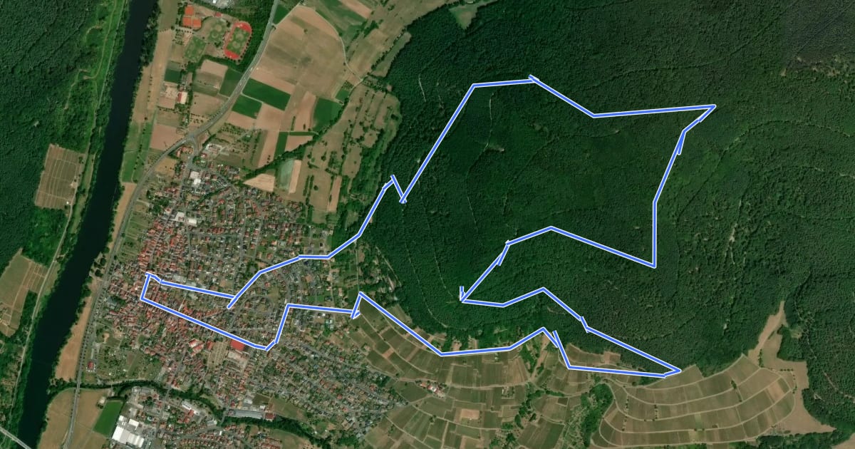 Маршрут Rundwanderweg Bürgstadt Stutz L: Geopark-Kulturpfad на спутниковом снимке
