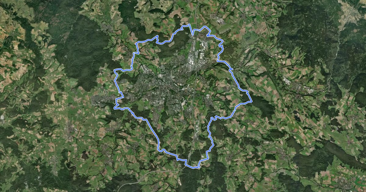 Маршрут Rundwanderweg Bayreuth neu на спутниковом снимке