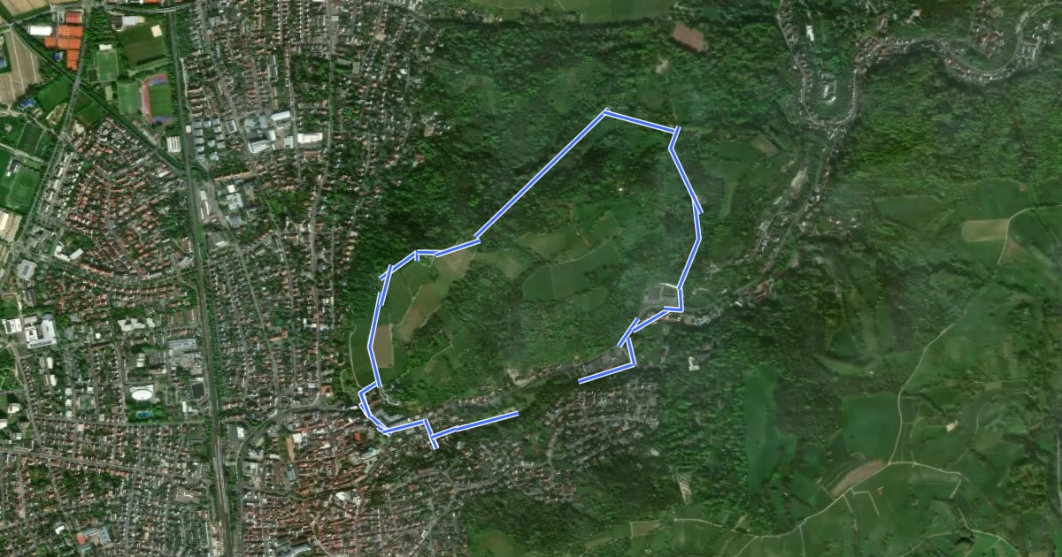 Маршрут Rundwanderweg Bensheim Schönhof 1: Kirchberg-Weg на спутниковом снимке