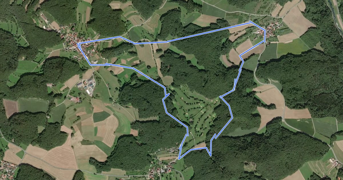 Маршрут Rundwanderweg Birkenreuth-Wohlmannsgesees-Kanndorf на спутниковом снимке