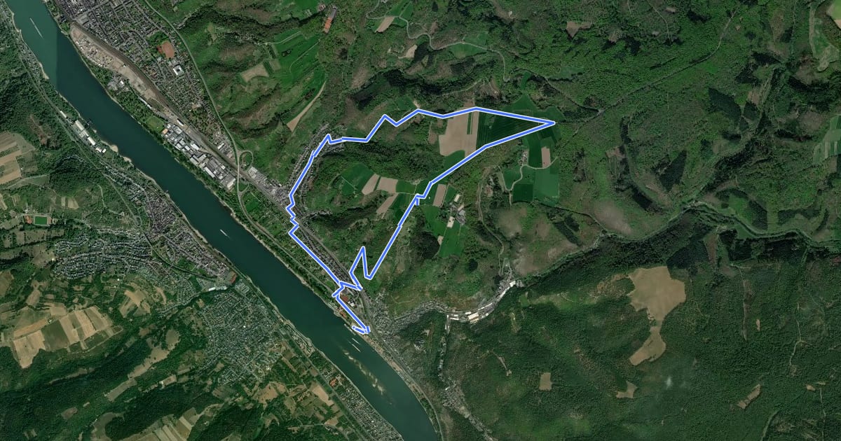 Маршрут Rundwanderweg Braubach: B1 Kerkerts-Oberhohl-Schlierbachtal на спутниковом снимке