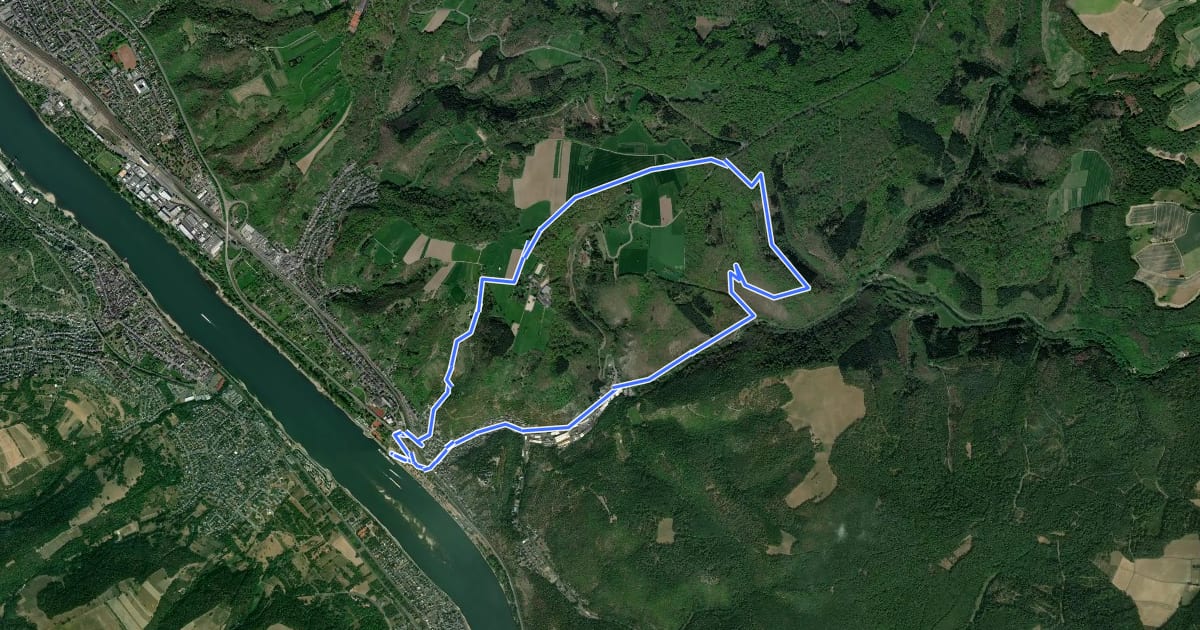 Маршрут Rundwanderweg Braubach: B2 Kerkerts-Pickert-Mühltal на спутниковом снимке