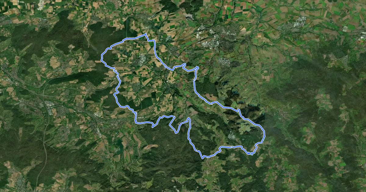 Маршрут Rundwanderweg Brettachtal на спутниковом снимке