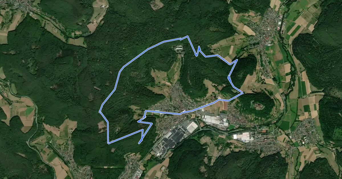 Маршрут Rundwanderweg Breuberg 1 : на спутниковом снимке