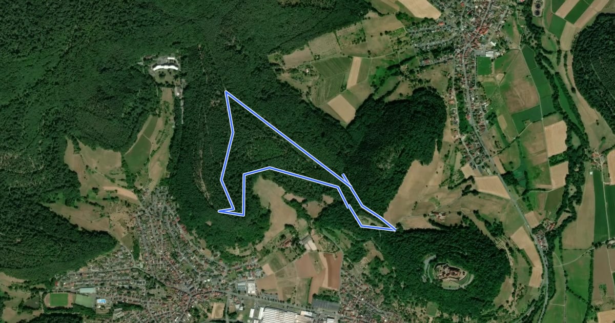 Маршрут Rundwanderweg Breuberg Burg Breuberg 3: Scheuerberg-Weg на спутниковом снимке