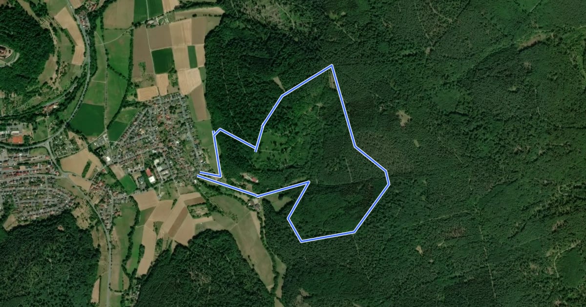 Маршрут Rundwanderweg Breuberg Pitschgrund 3: Hardtwäldchen-Weg на спутниковом снимке