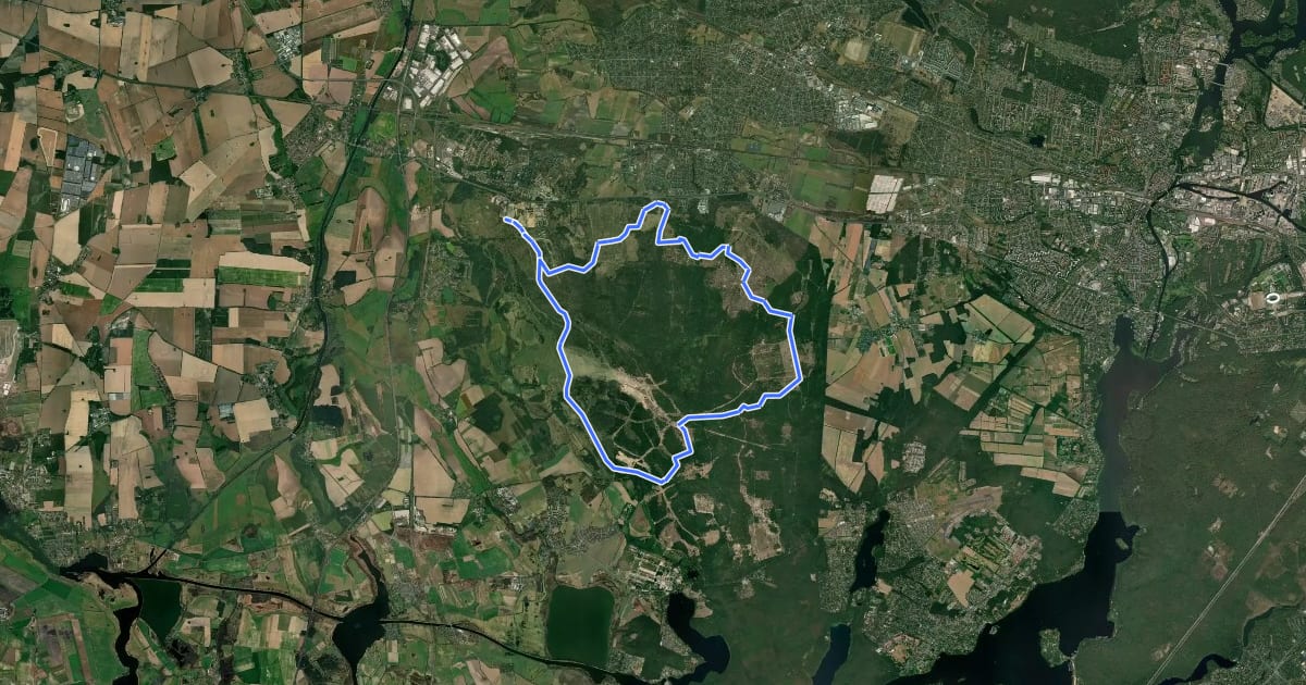 Маршрут Rundwanderweg Döberitzer Heide на спутниковом снимке