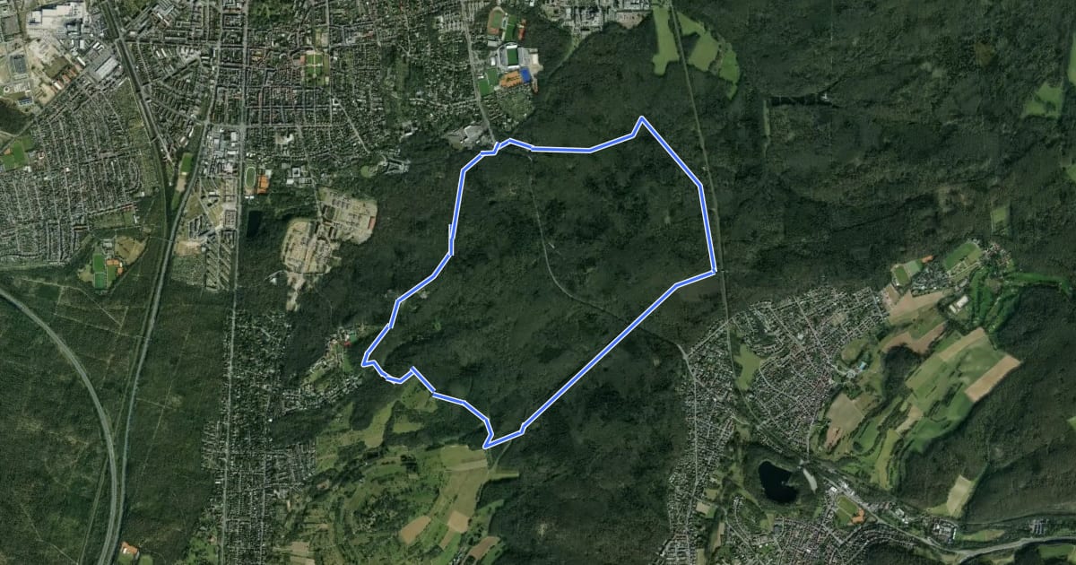 Маршрут Rundwanderweg Darmstadt 1: Ludwigshöhen-Weg на спутниковом снимке