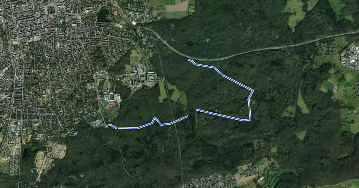 Маршрут Rundwanderweg Darmstadt 2 : на спутниковом снимке