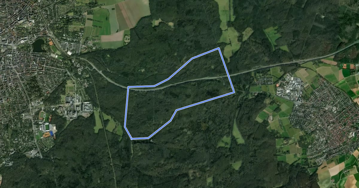 Маршрут Rundwanderweg Darmstadt 3 на спутниковом снимке