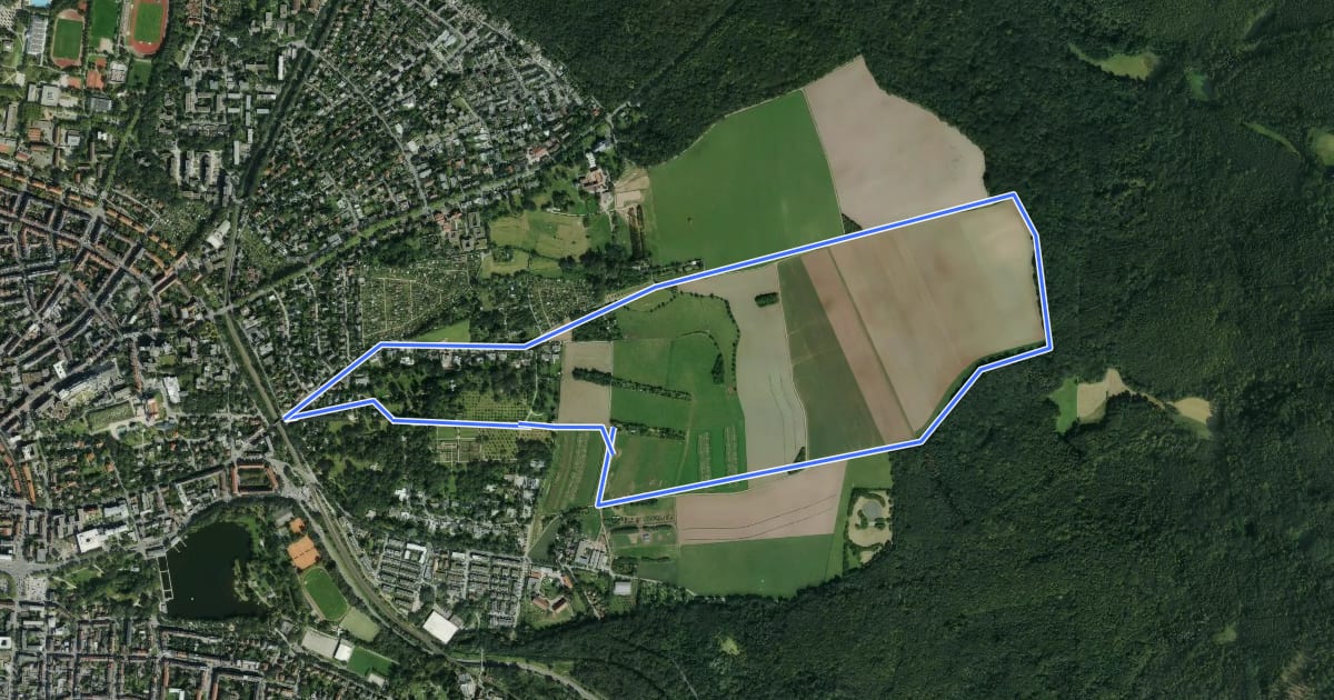 Маршрут Rundwanderweg Darmstadt 5: Oberfeld-Weg на спутниковом снимке
