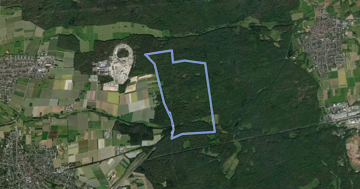 Маршрут Rundwanderweg Darmstadt Am Forschungszentrum 9: Dianaburg-Weg на спутниковом снимке