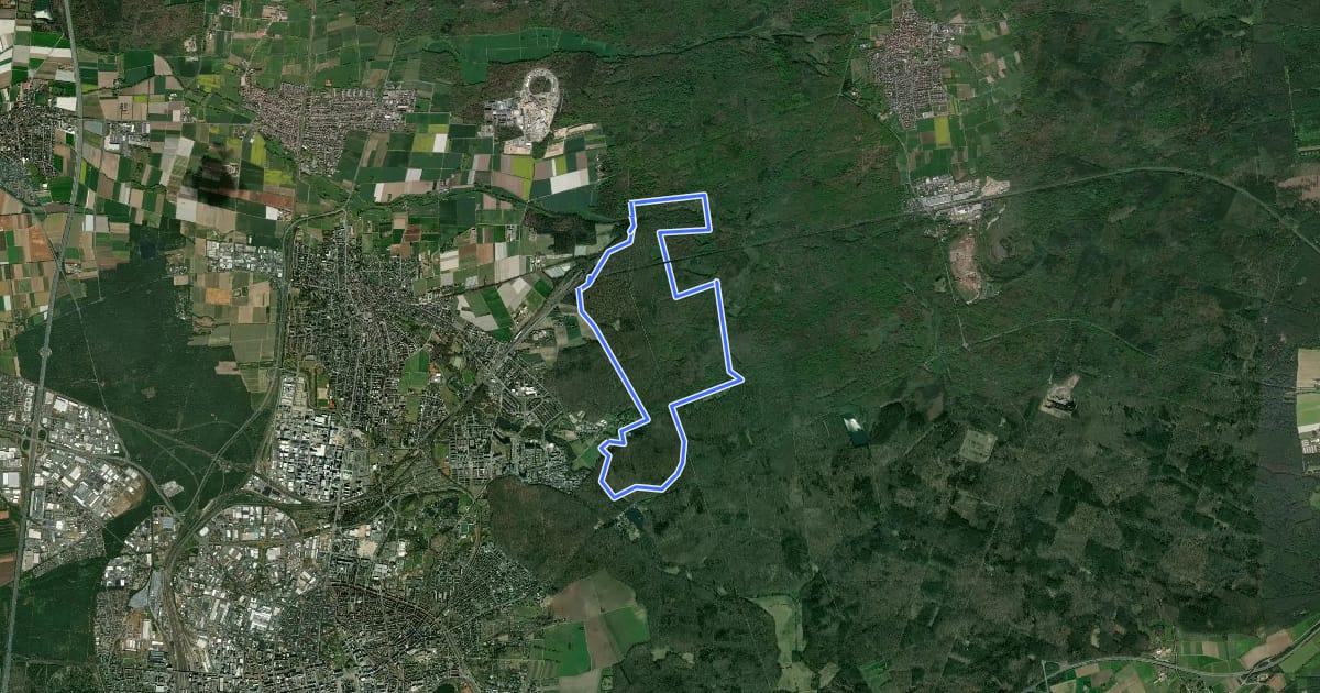 Маршрут Rundwanderweg Darmstadt Jagdschl. Kranichstein 5: Dianaburg-Weg на спутниковом снимке