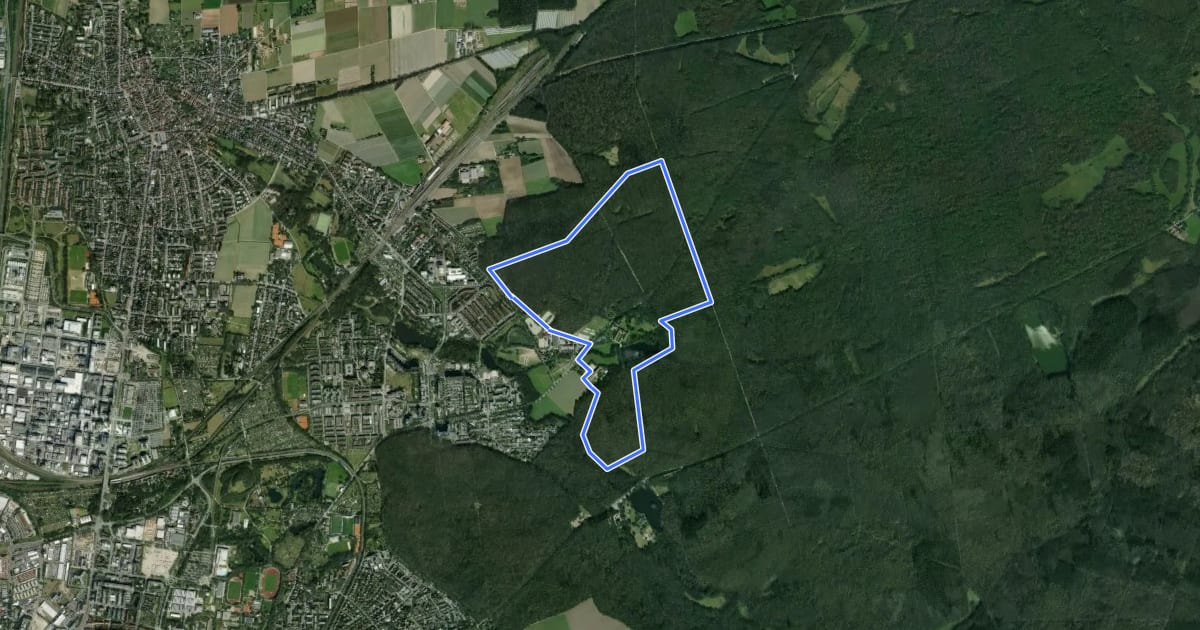 Маршрут Rundwanderweg Darmstadt Jagdschl. Kranichstein 6: Falkenhof-Weg на спутниковом снимке