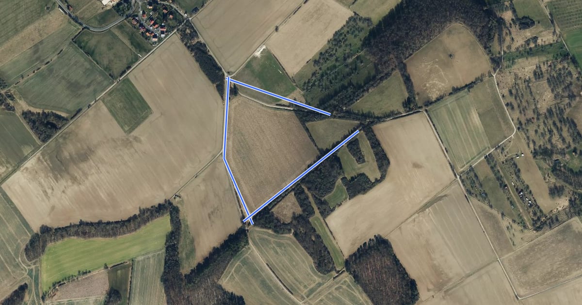 Маршрут Rundwanderweg Deiderode gelb на спутниковом снимке