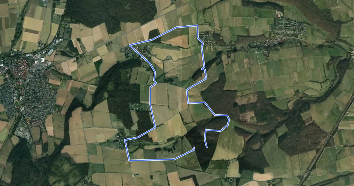 Маршрут Rundwanderweg Dransfeld 17 на спутниковом снимке