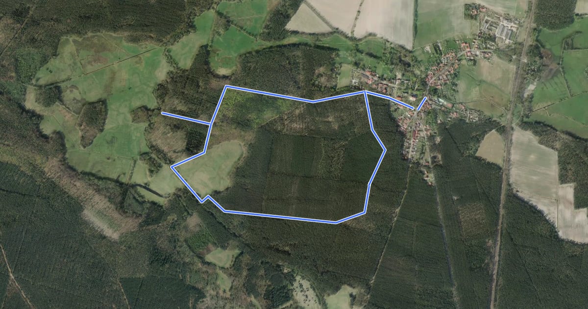 Маршрут Rundwanderweg Eichberge Dahmeblick на спутниковом снимке