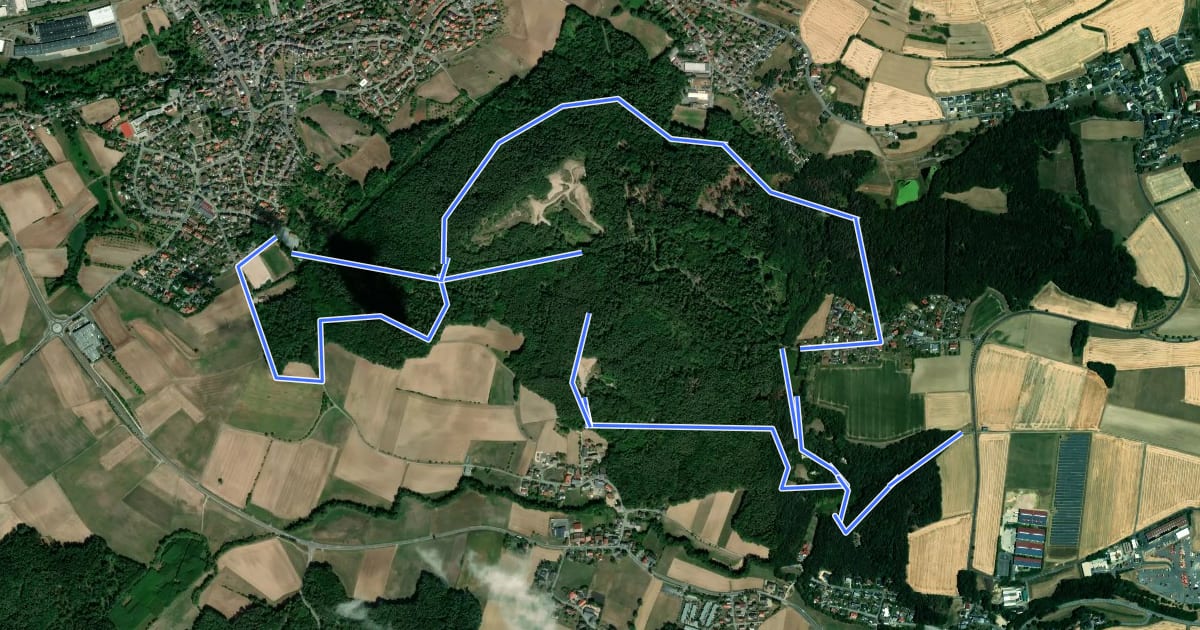 Маршрут Rundwanderweg Einberger Wald на спутниковом снимке