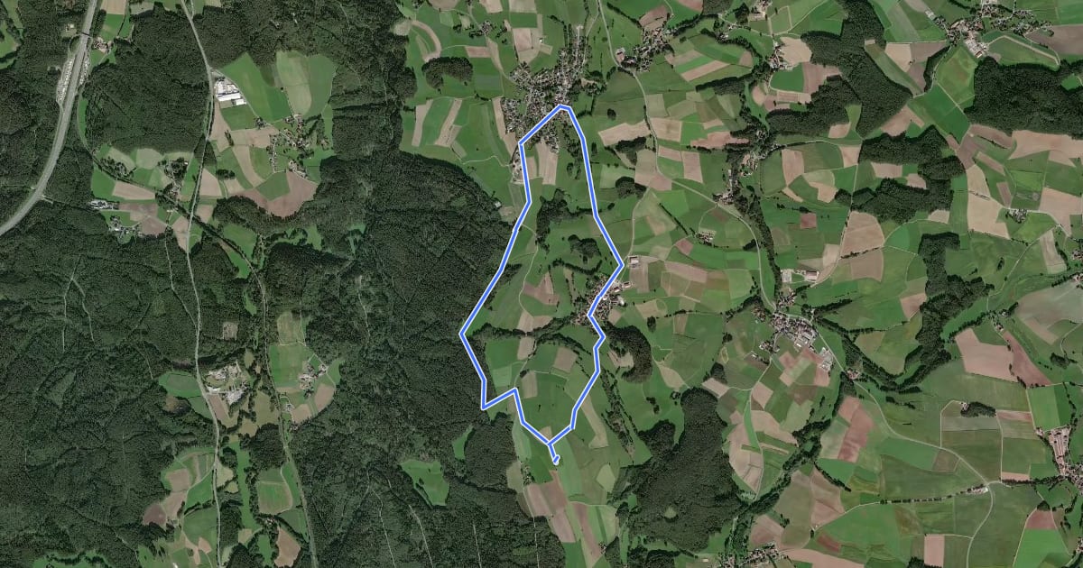 Маршрут Rundwanderweg Emtmannsberg 2 "Zum Aussichtspunkt Drei Tannen" на спутниковом снимке