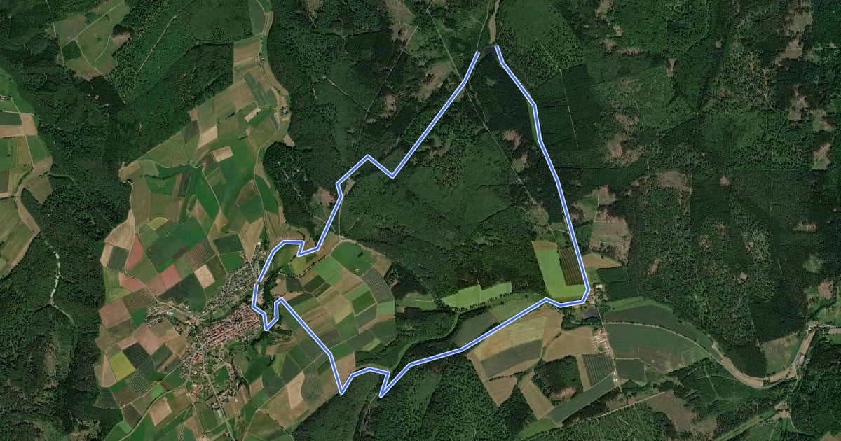 Маршрут Rundwanderweg Freienhagen 8 на спутниковом снимке