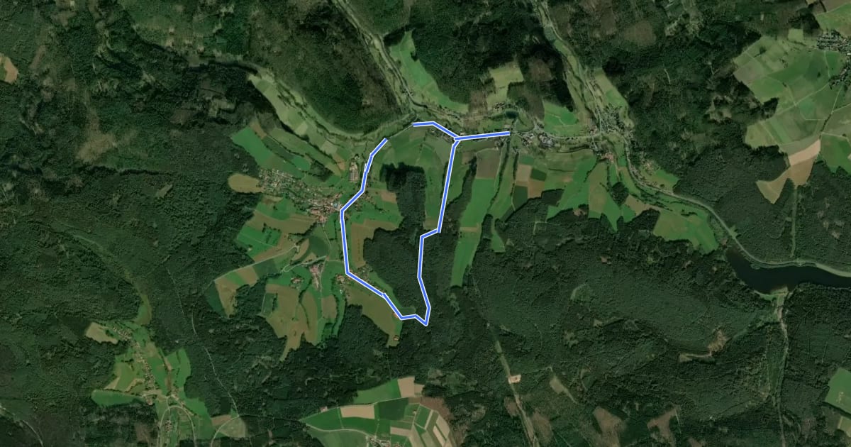 Маршрут Rundwanderweg Güttersbach 3: Hüttenthal-Weg на спутниковом снимке