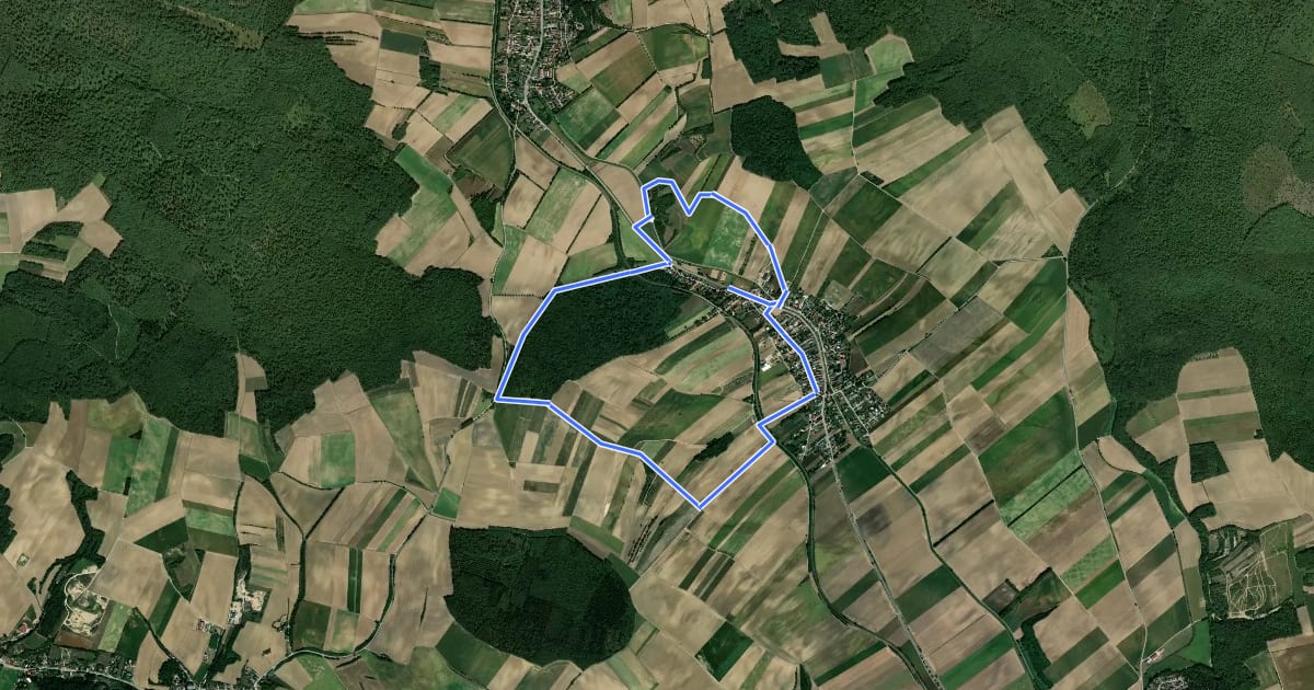 Маршрут Rundwanderweg Gartenfeld/Rustenfeld на спутниковом снимке
