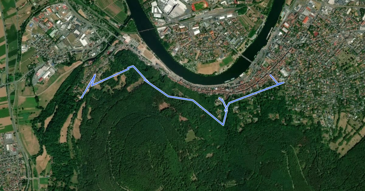 Маршрут Rundwanderweg gelbes W: Abschnitt 1a на спутниковом снимке