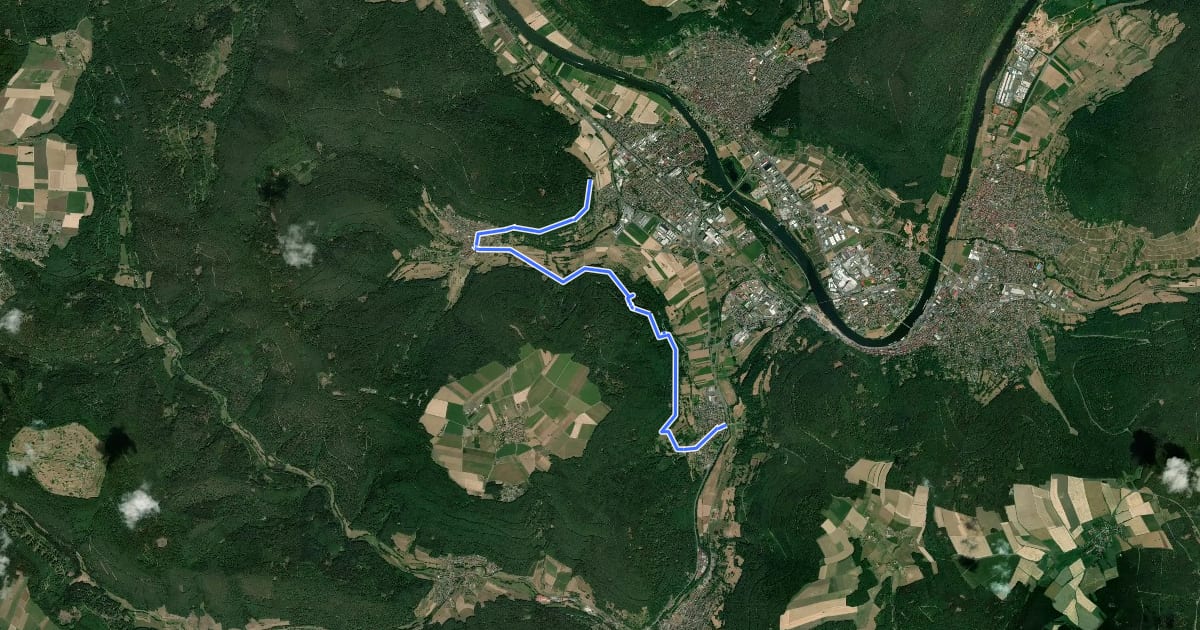 Маршрут Rundwanderweg gelbes W: Abschnitt 1c на спутниковом снимке