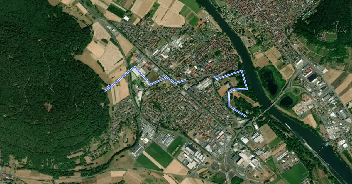 Маршрут Rundwanderweg gelbes W: Abschnitt 1d на спутниковом снимке