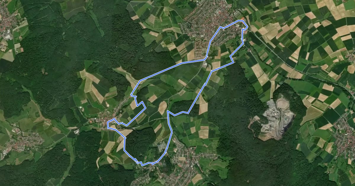 Маршрут Rundwanderweg Groß-Bieberau 1 на спутниковом снимке