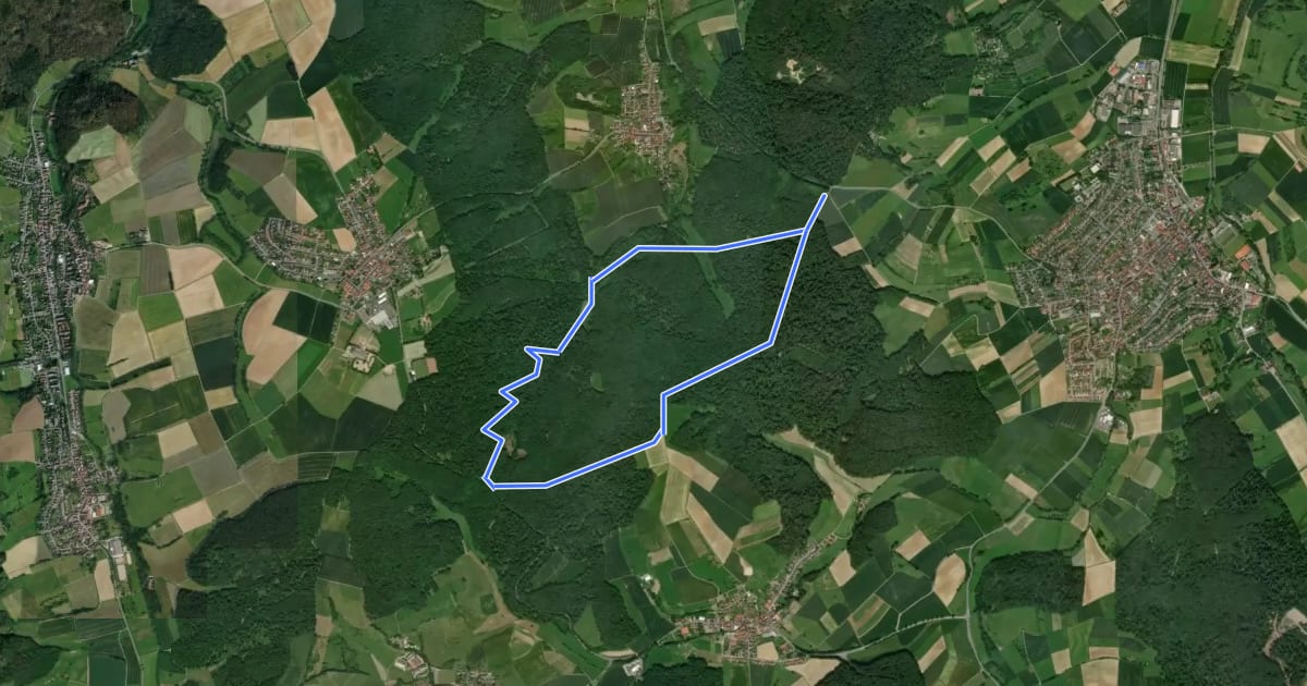 Маршрут Rundwanderweg Groß-Bieberau Heidekopf 4: Hohe Straße-Weg на спутниковом снимке