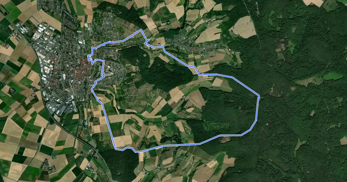 Маршрут Rundwanderweg Groß-Umstadt 1: Umstädter Panoramarunde на спутниковом снимке