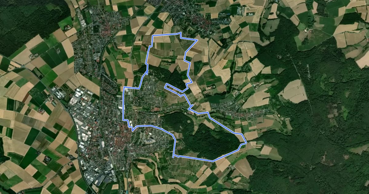 Маршрут Rundwanderweg Groß-Umstadt 2: WeininselWanderWeg на спутниковом снимке