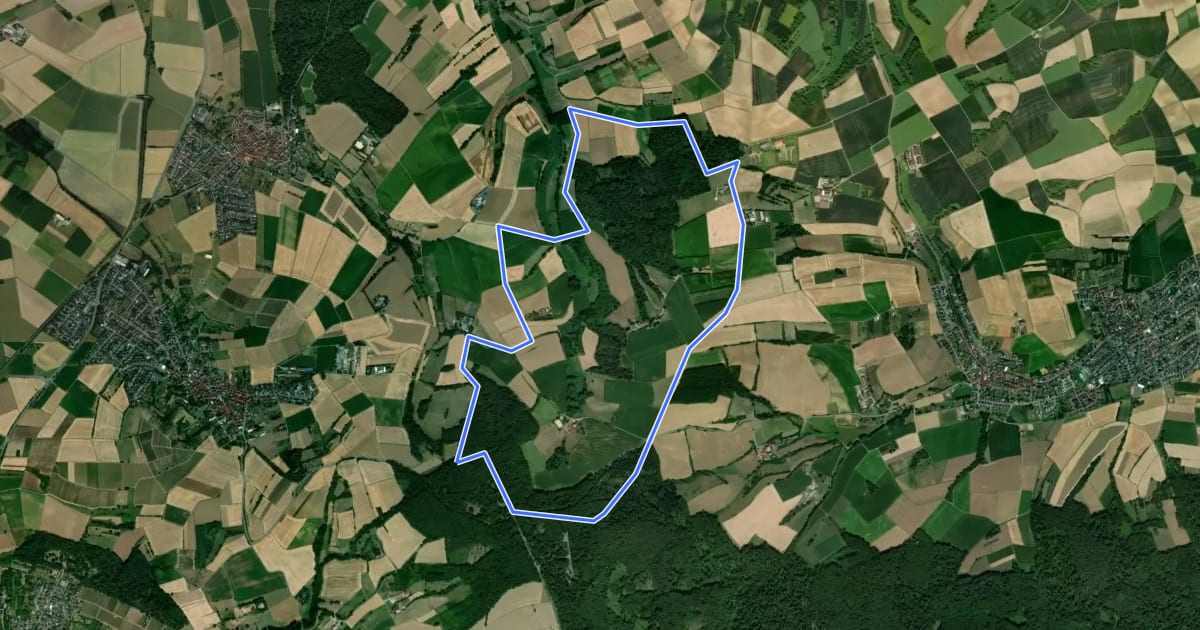 Маршрут Rundwanderweg Groß-Umstadt Binselberg 3: на спутниковом снимке