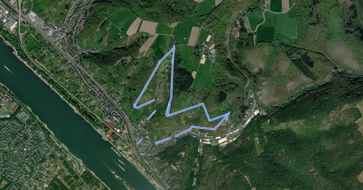 Маршрут Rundwanderweg Grubenweg (Bergwerkswanderweg) Braubach на спутниковом снимке