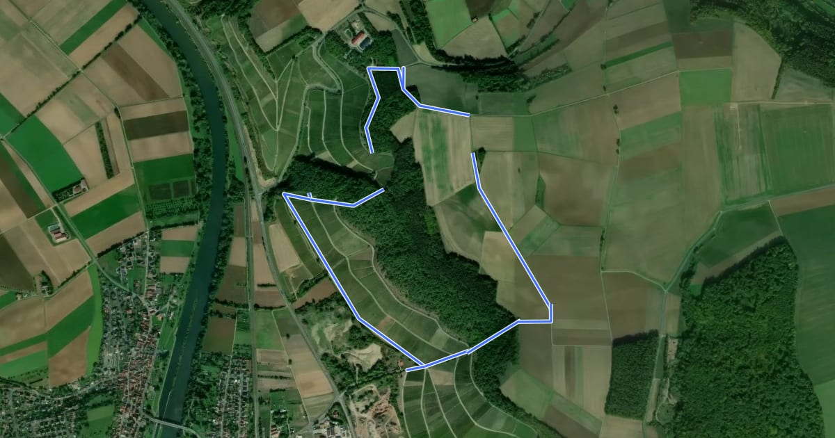 Маршрут Rundwanderweg H 7 Himmelstadt "Kürbishöhe" на спутниковом снимке