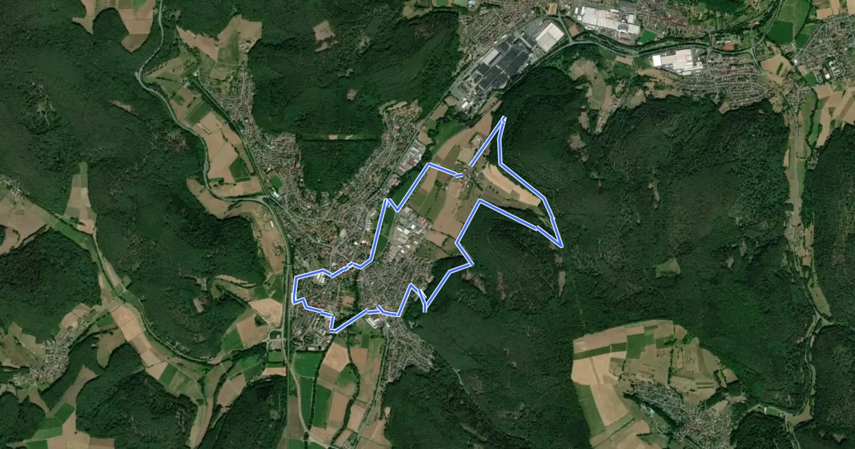 Маршрут Rundwanderweg Höchst 2 на спутниковом снимке