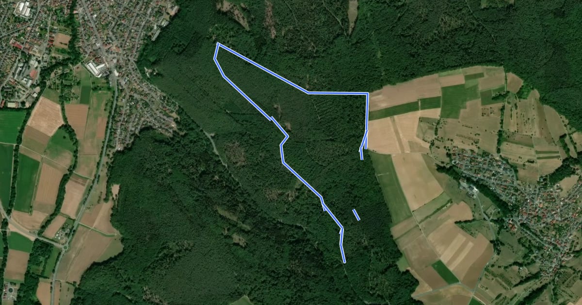 Маршрут Rundwanderweg Höchst Obrunnschlucht 3: Hohe-Berg-Weg на спутниковом снимке