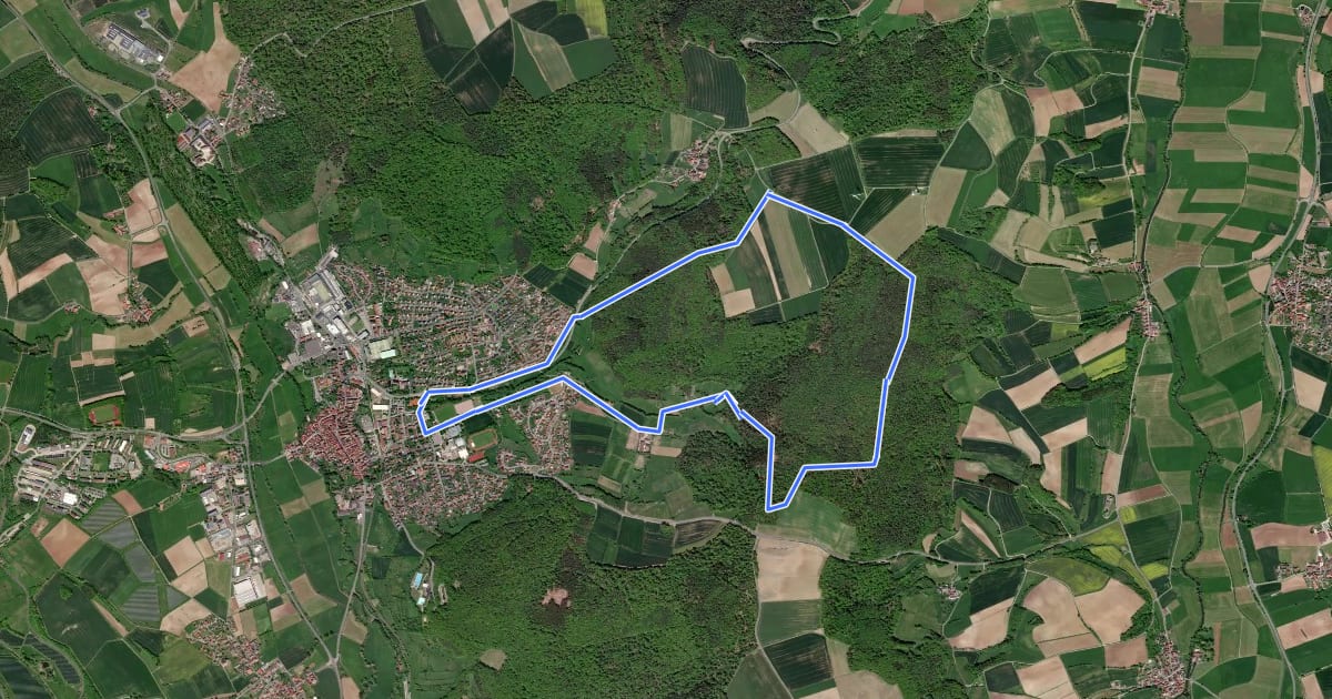 Маршрут Rundwanderweg Hase Ebern на спутниковом снимке